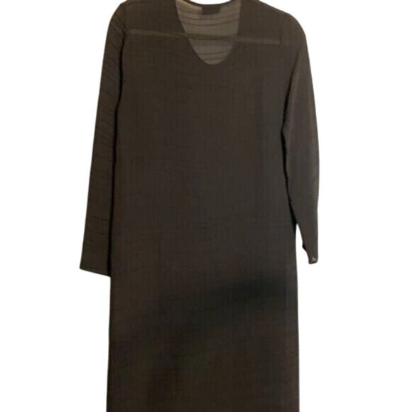 Nicole Fargo Black Label Vtg Black Dress With Textured Stripes  Sheer - Picture 6 of 7